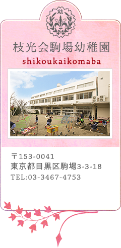 枝光会駒場幼稚園 〒153-0041東京都目黒区駒場3-3-18 TEL:03-3467-4753